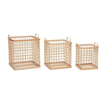 Set 3 coşuri depozitare din bambus hübsch bruno