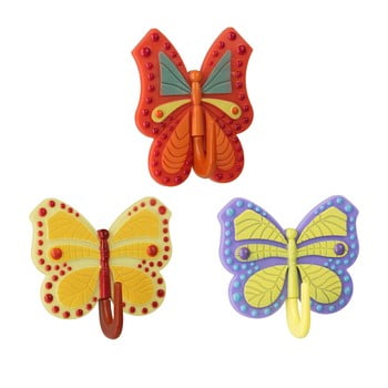 Set 3 cârlige autoadezive metaltex butterfly, colorate