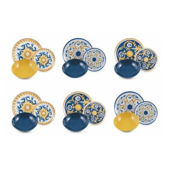 Set 18 piese de veselă colorate din porțelan și gresie villa d'este sicilia