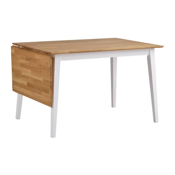 Přírodní sklápěcí dubový jídelní stůl s bílými nohami Rowico Mimi, 120 x 80 cm