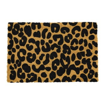 Covoraș intrare din fibre de cocos artsy doormats leopard, 40 x 60 cm, negru