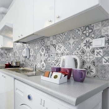 Set 24 autocolante de perete Ambiance Tiles Azulejos Micalina, 15 x 15 cm