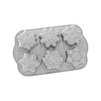 Formă pentru 6 mini prăjituri nordic ware snowflakes, 700 ml