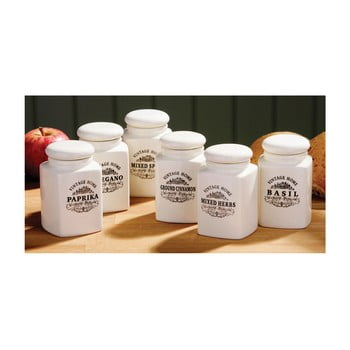 Set 6 recipiente pentru condimente premier housewares vintage home, crem