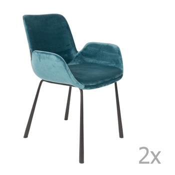 Set 2 scaune cu cotiere Zuiver Brit, albastru