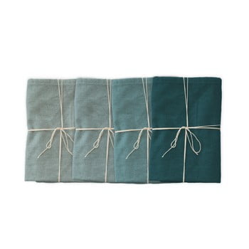 Set 4 șervețele textile linen couture turquoise, 43 x 43 cm
