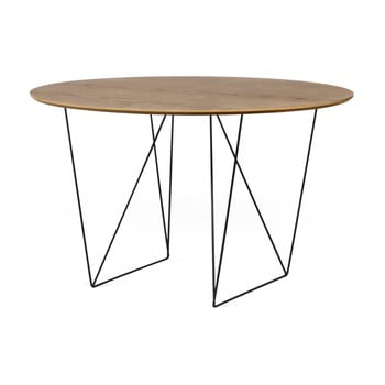 Masă cu picioare metalice negre temahome row, decor nuc, Ø120 cm
