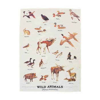 Prosop din bumbac Gift Republic Wild Animals Multi, 50 x 70 cm