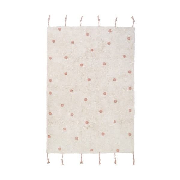 Béžovo-růžový ručně vyrobený koberec z bavlny Nattiot Numi, 100 x 150 cm