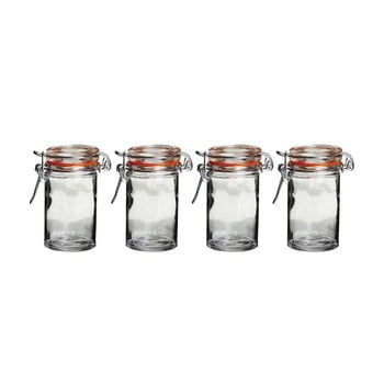 Set 4 borcane din sticlă cu capac premier housewares