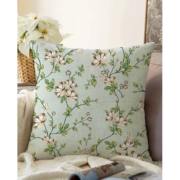 Zelený povlak na polštář s příměsí bavlny Minimalist Cushion Covers Blooming, 55 x 55 cm