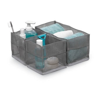 Set 3 organizatoare domopak mesh, gri