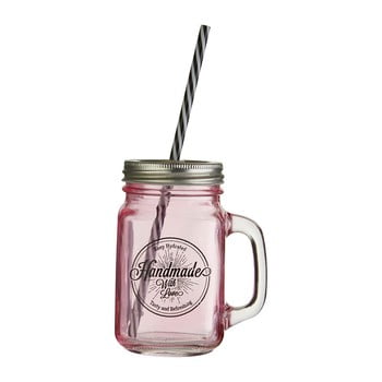 Borcan cu pai și capac premier housewares mason, 450 ml, roz