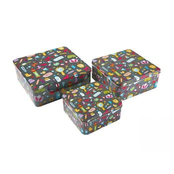 Set 3 cutii din metal versa, gri