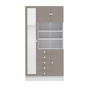 Dulap baie temahome combi, lățime 90 cm, gri - maro