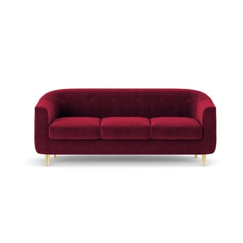 Canapea cu tapițerie din catifea kooko home corde, 175 cm, roșu
