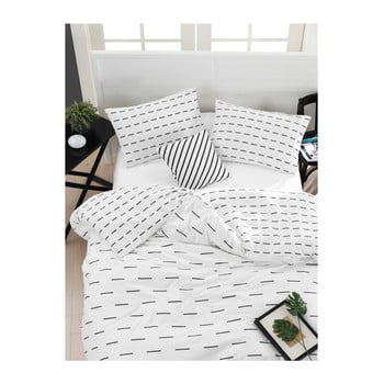 Lenjerie de pat cu cearșaf din bumbac ranforce, pentru pat dublu mijolnir cubuk white, 160 x 220 cm