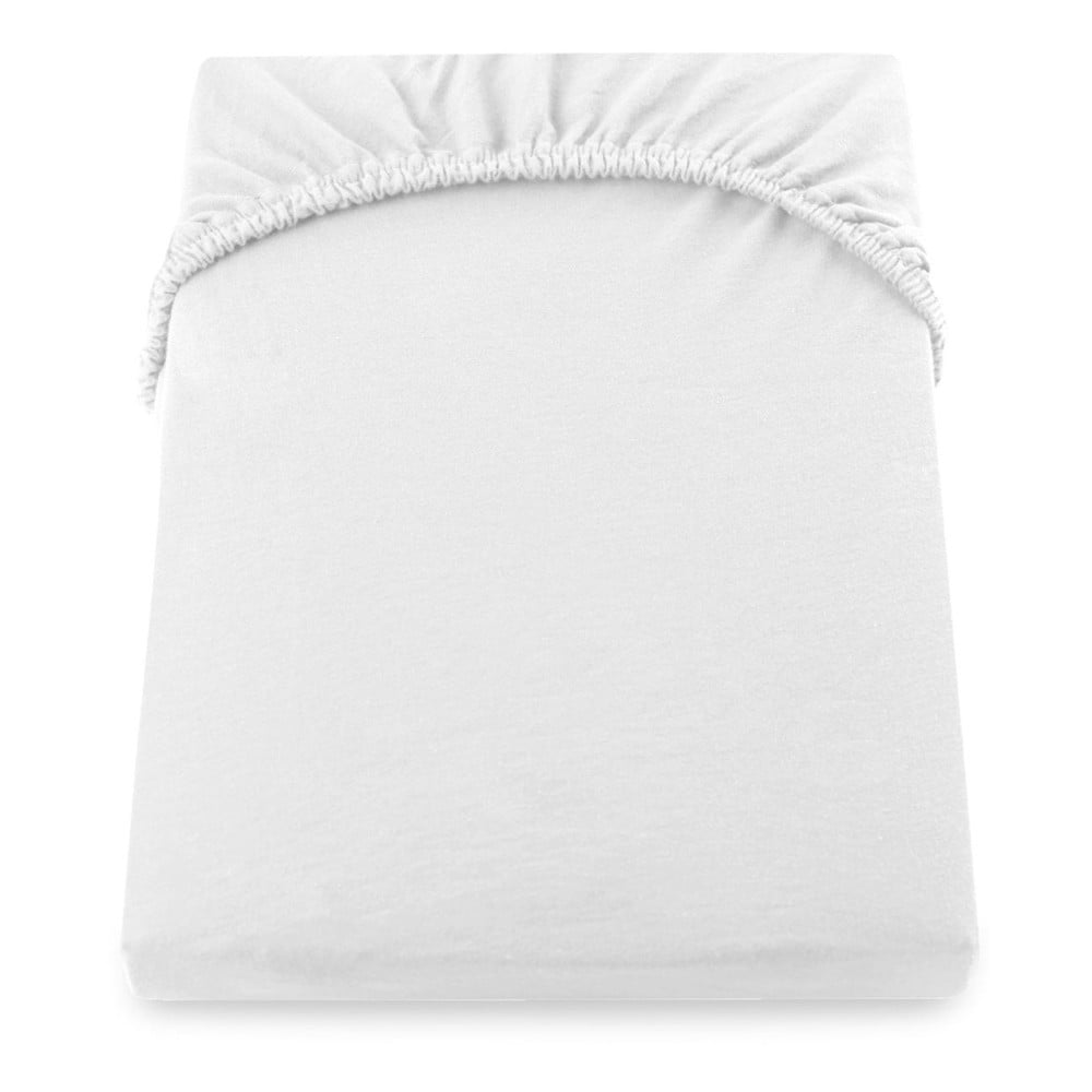 Bílé elastické prostěradlo DecoKing Nephrite, 220/240 x 220 cm