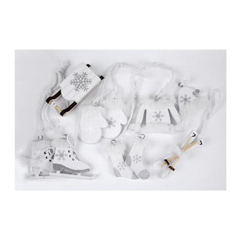 Set 6 decorațiuni de Crăciun Ego Dekor Winter, alb