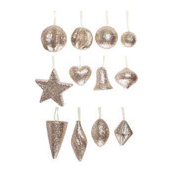 Set 12 decorațiuni de agățat ewax, auriu - bej