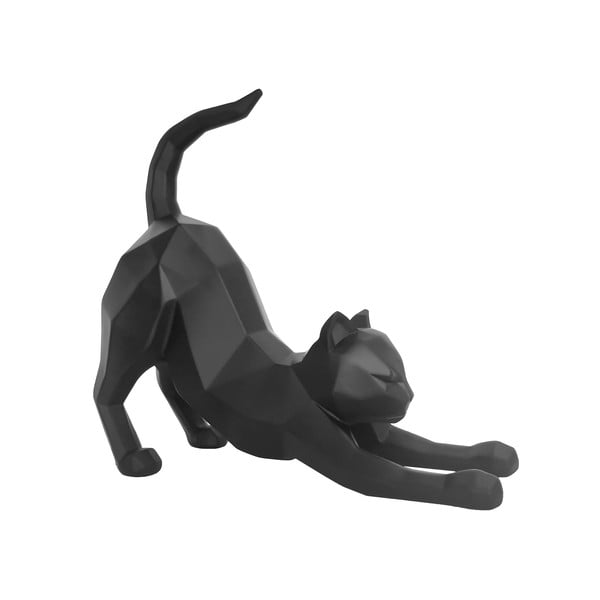 Matně černá soška PT LIVING Origami Stretching Cat, výška 30,5 cm