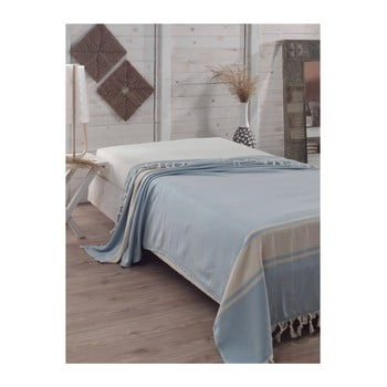 Cuvertură pat din bumbac elmas light blue, 200 x 240 cm, albastru deschis