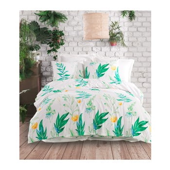 Lenjerie de pat cu cearșaf din bumbac ranforce, pentru pat dublu mijolnir arta green, 200 x 220 cm
