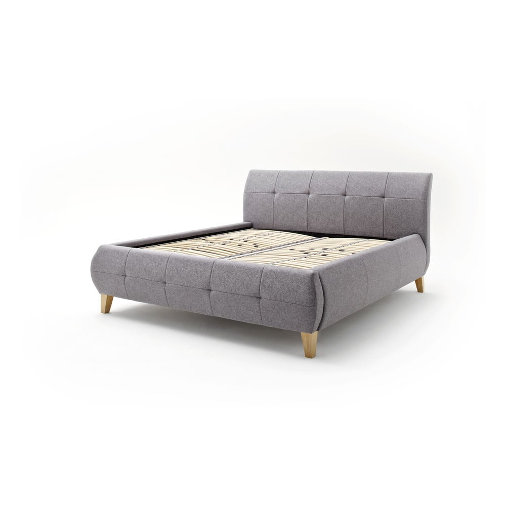 Antracitová čalouněná dvoulůžková postel s úložným prostorem a s roštem 180x200 cm Matheo – Meise Möbel