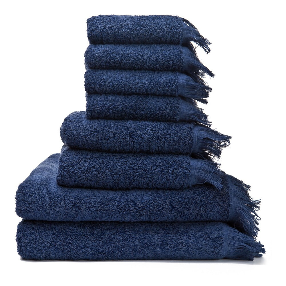 Sada 6 modrých ručníků a 2 osušek ze 100% bavlny Bonami Selection