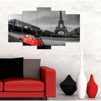 Tablou din mai multe piese 3d art romantic eiffel, 102 x 60 cm