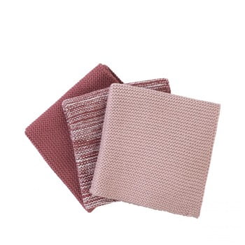 Set 3 prosoape tricotate de bucătărie Blomus, 25 x 25 cm, roz imagine