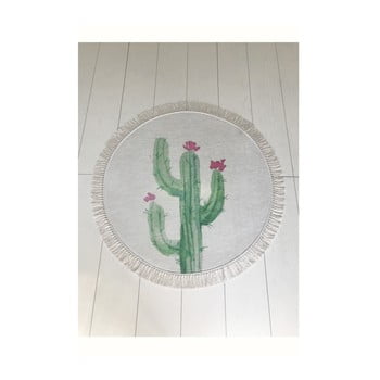 Covor baie tropica cactus iii, ⌀ 100 cm, alb - verde