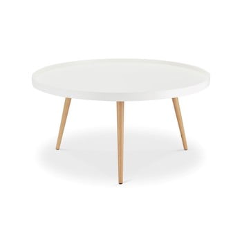 Măsuță de cafea cu picioare din lemn de fag furnhouse opus, Ø 90 cm, alb