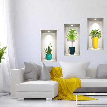 Set 3 autocolante 3d pentru perete ambiance southern plants
