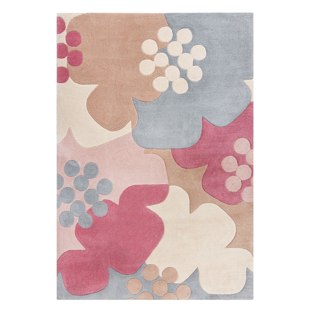 Šedo-růžový koberec Flair Rugs Retro Floral, 160 x 230 cm