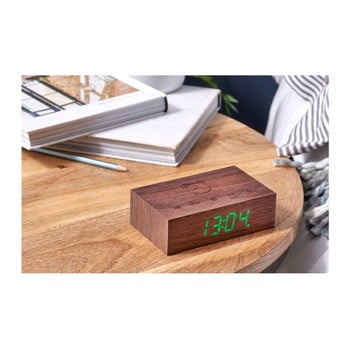 Ceas deșteptător cu led gingko flip click, maro închis
