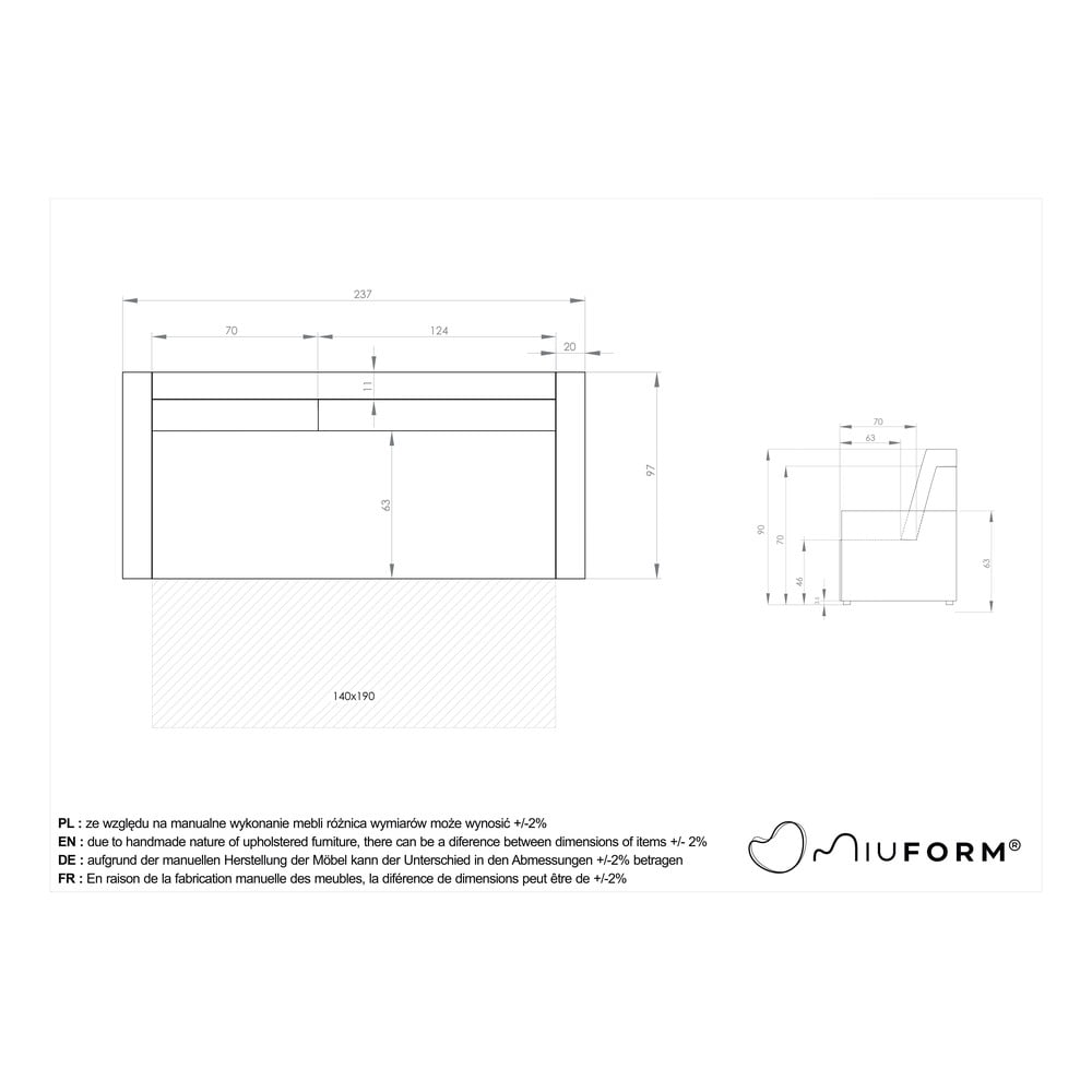 Produktové foto Rozkládací pohovka v cihlové barvě 237 cm Wilson – Miuform