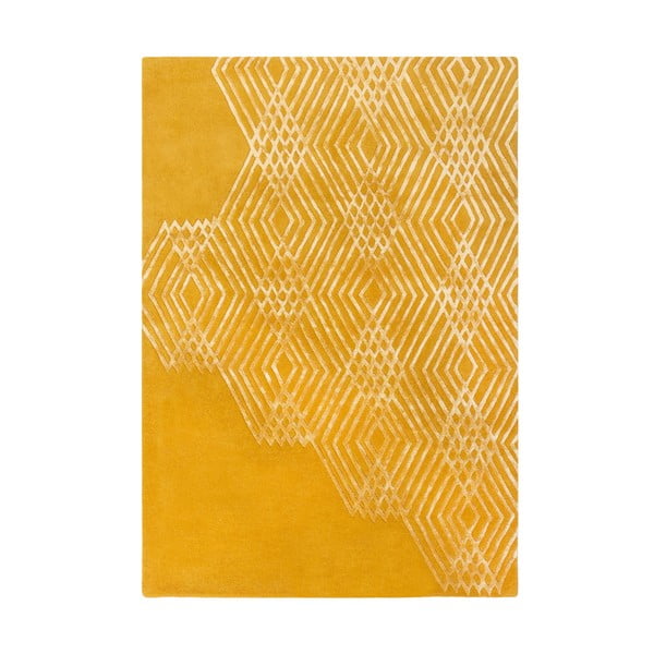 Žlutý vlněný koberec Flair Rugs Diamonds, 160 x 230 cm