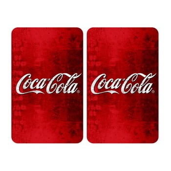 Set 2 protecții din sticlă pentru aragaz Wenko Coca-Cola Classic, 52 x 30 cm