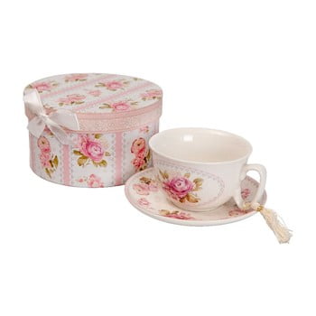 Ceașcă cu farfurioară în cutie antic line roses