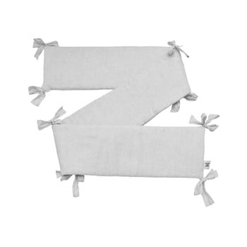 Protecție din in pentru pătuț bellamy stripes, 23,5 x 198 cm, gri