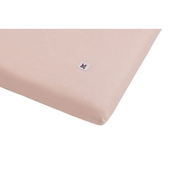 Cearceaf din in pentru copii BELLAMY Dusty Pink, 60 x 120 cm, roz