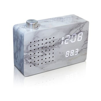 Ceas marmură cu led și radio gingko click clock, alb