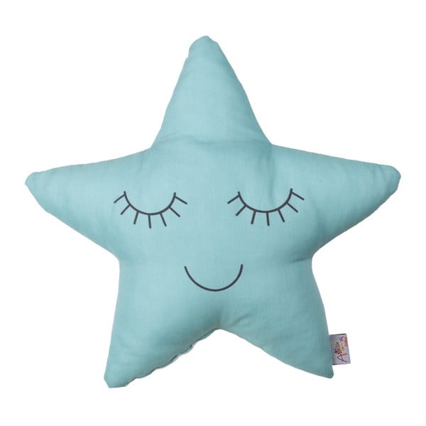 Tyrkysový dětský polštářek s příměsí bavlny Apolena Pillow Toy Star, 35 x 35 cm