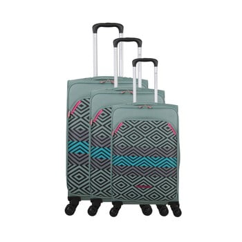 Set 3 trolere cu 4 roți lulucastagnette peruana, verde