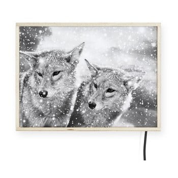 Decorațiune luminoasă pentru perete, model lup, surdic, 40 x 30 cm