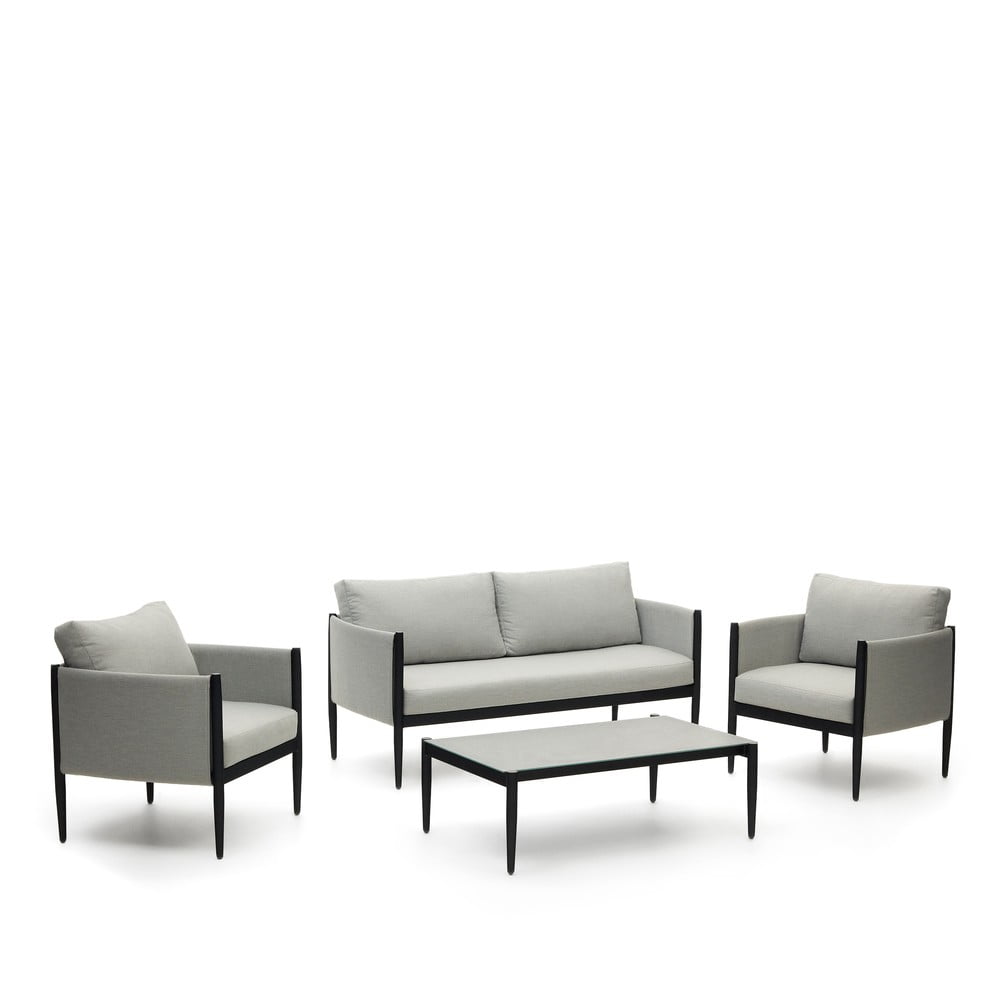 Šedý kovový zahradní lounge set pro 4 Satuna – Kave Home