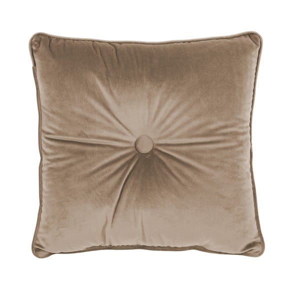 Světle hnědý polštář Tiseco Home Studio Velvet Button, 45 x 45 cm