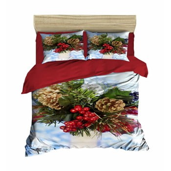 Lenjerie de pat cu cearșaf christmas berries, 200 x 220 cm