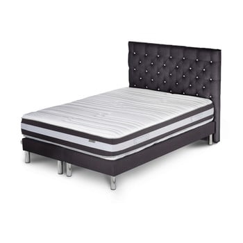 Pat cu saltea și boxspring dublu stella cadente maison mars dahla, 180 x 200 cm, gri închis